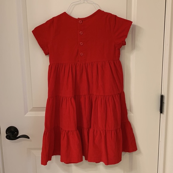 Hanna Andersson red corduroy tiered dress, short sleeve - Picture 3 of 4